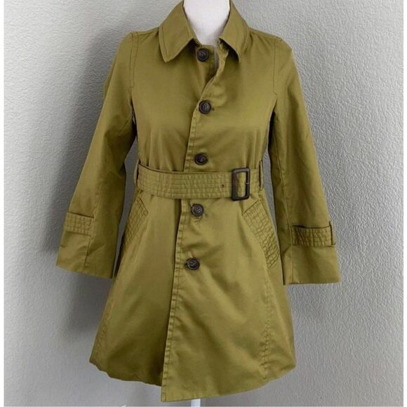 Ropé Picnic Jackets & Blazers - Ropé Picnic Green Belted Trench Coat Size 38/Small